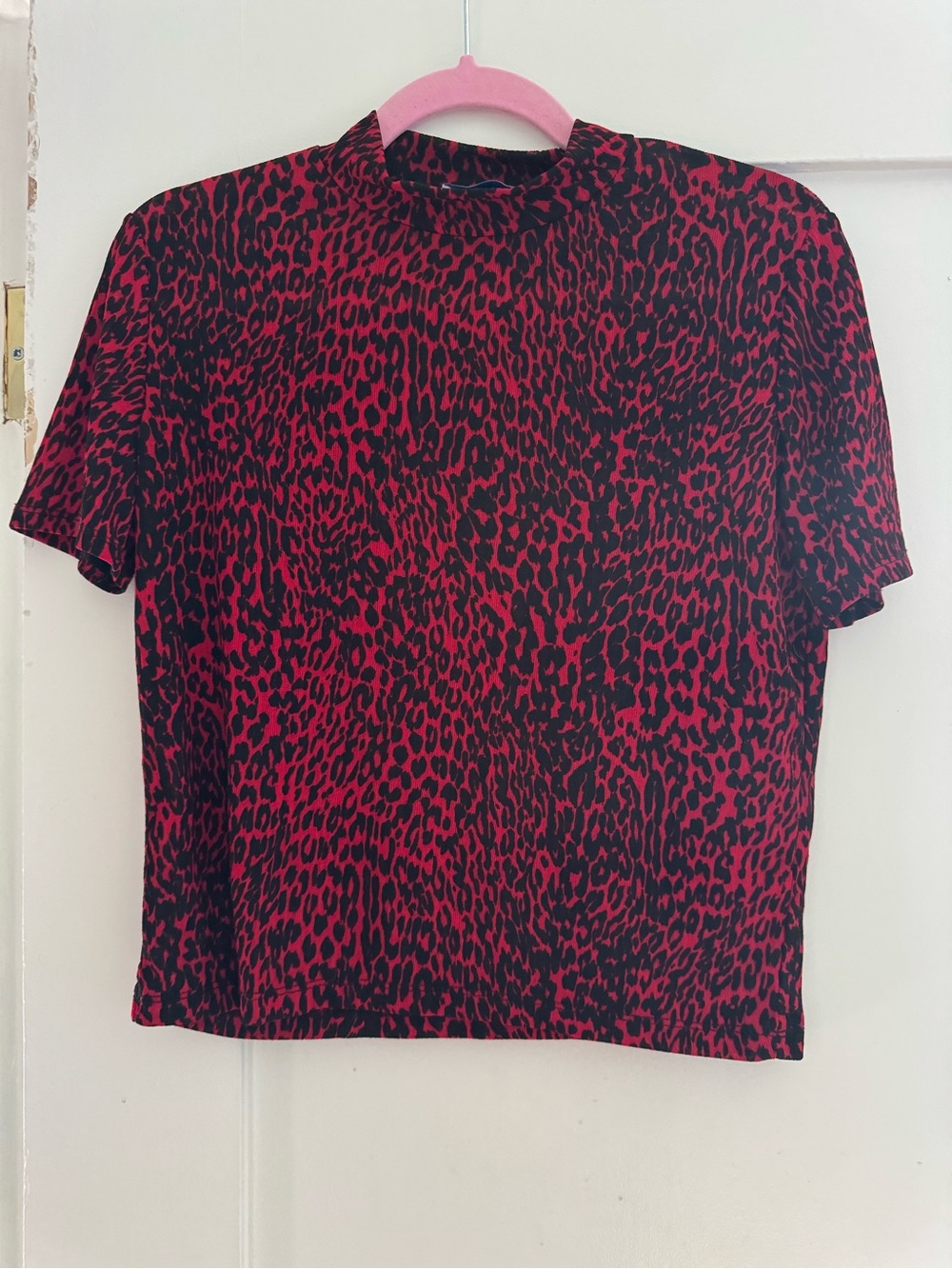 Sheer Red and Black Animal Print Women's Top